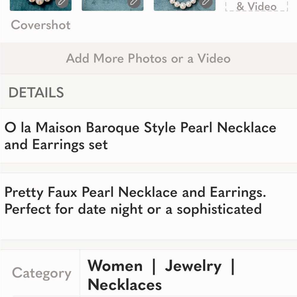 O La Maison Baroque Pearl Necklace and Earrings - Picture 2 of 5